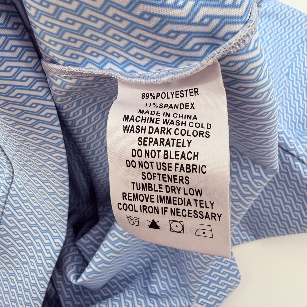 USA Palm Mens XXL 1/4 Zip Golf Pullover Light Blue Geometric Performance - Picture 11 of 12